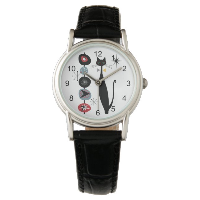 Retro Atomera Mitte Jahrhundert Moderne MCM Coole  Armbanduhr (Vorderseite)