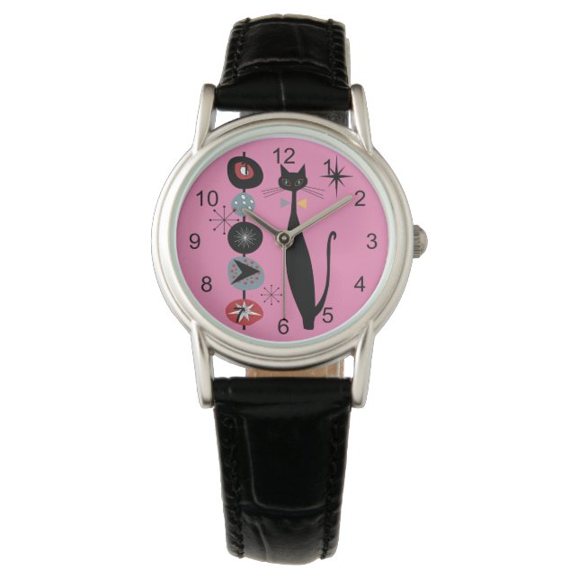 Retro Atomera Mitte Jahrhundert Moderne MCM Coole  Armbanduhr (Vorderseite)