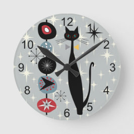 Retro Atomera Mitte Jahrhundert Moderne MCM Coole  Runde Wanduhr