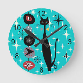 Retro Atomera Mitte Jahrhundert Moderne MCM Coole  Runde Wanduhr