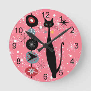 Retro Atomera Mitte Jahrhundert Moderne MCM Coole  Runde Wanduhr