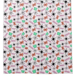 Retro Atomformen Rosa Orange Grün Duschvorhang