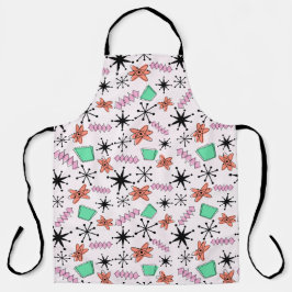 Retro Atomförmige Formen Rosa Orange und Grün Schürze