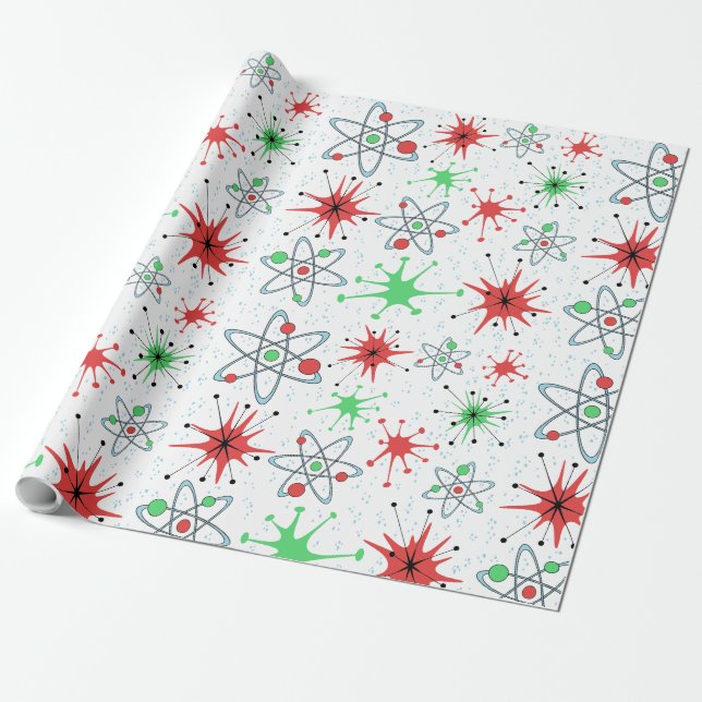 Retro Atomi Weihnachtsfeiertag Geschenkpapier (Ungerollt)