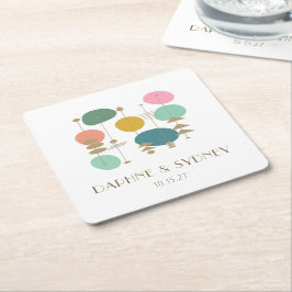 Retro Atomic Age Mid Century Modern Custom Wedding Rechteckiger Pappuntersetzer