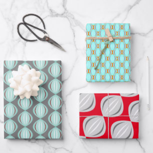 Retro Atomic Art Baubles Trio Geschenkpapier Set