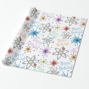 Retro Atomic Birthday Geschenkpapier