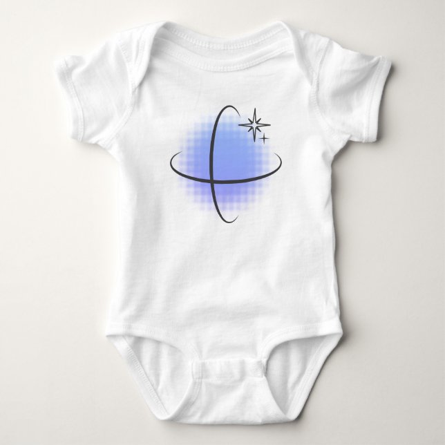 Retro Atomic Blaue Punkte Baby Strampler (Vorderseite)