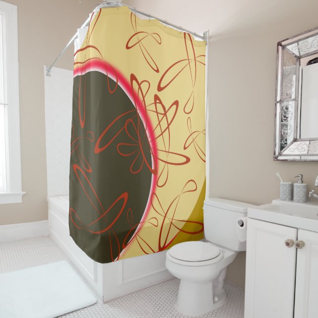 Retro Atomic Burst: Moderne Mitte des Jahrhunderts Duschvorhang (Beispiel)