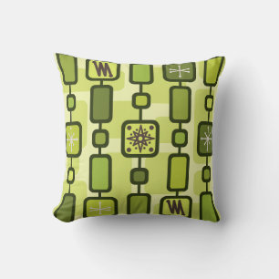 Retro Atomic Geometric Art Chartreuse Kissen