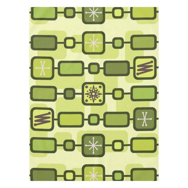 Retro Atomic Geometric Art Chartreuse Tischdecke (Vorderseite)