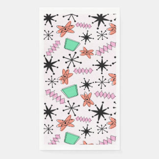Retro Atomic MCM Rosa Orange Green Black Serviette