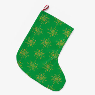 Retro Atomic Mid Century Mod Green Gold Großer Weihnachtsstrumpf