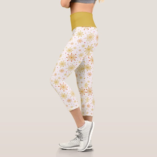 Retro Atomic Mid Century Mod Red & Gold Sternexplo Capri Leggings (Links)
