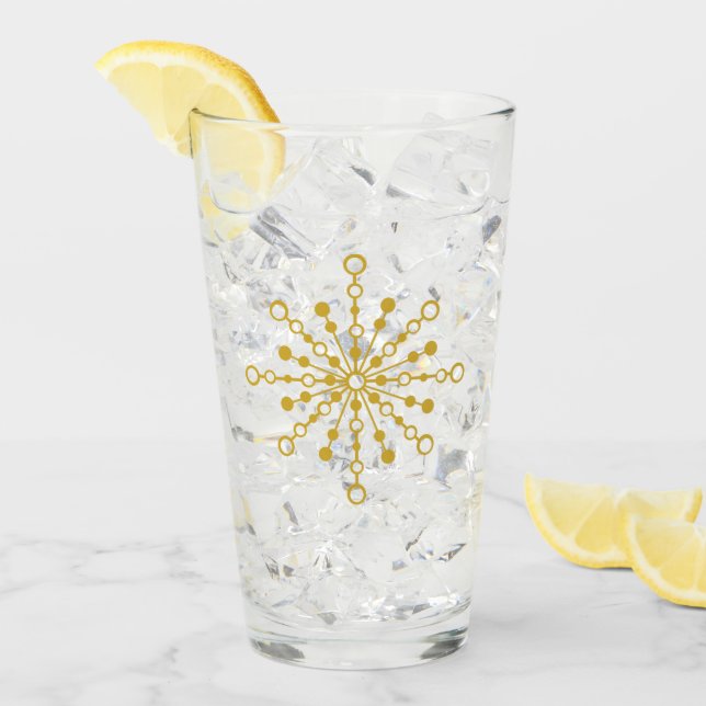 Retro Atomic Mid Century Mod Red & Gold Sternexplo Glas (Vorderseite Ice)