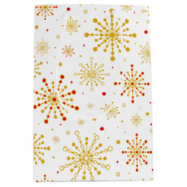 Retro Atomic Mid Century Mod Red & Gold Sternexplo Mittlere Geschenktüte