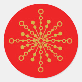 Retro Atomic Mid Century Mod Red & Gold Sternexplo Runder Aufkleber