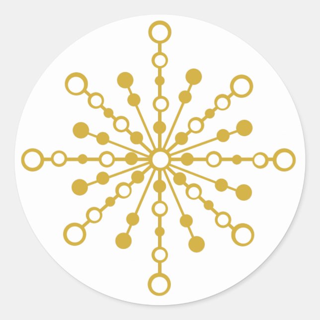 Retro Atomic Mid Century Mod Red & Gold Sternexplo Runder Aufkleber (Vorderseite)