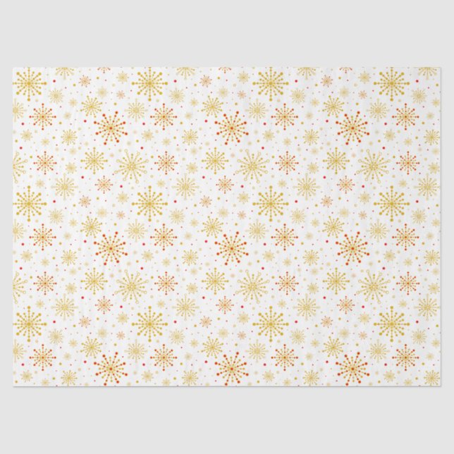 Retro Atomic Mid Century Mod Red & Gold Sternexplo Seidenpapier (Vorderseite)