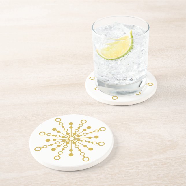 Retro Atomic Mitte Jahrhunderts Design Gold Farbe  Getränkeuntersetzer (Seite)