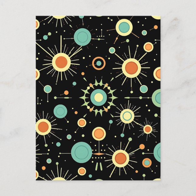 Retro Atomic Starburst Midcentury Pattern Postkarte (Vorderseite)