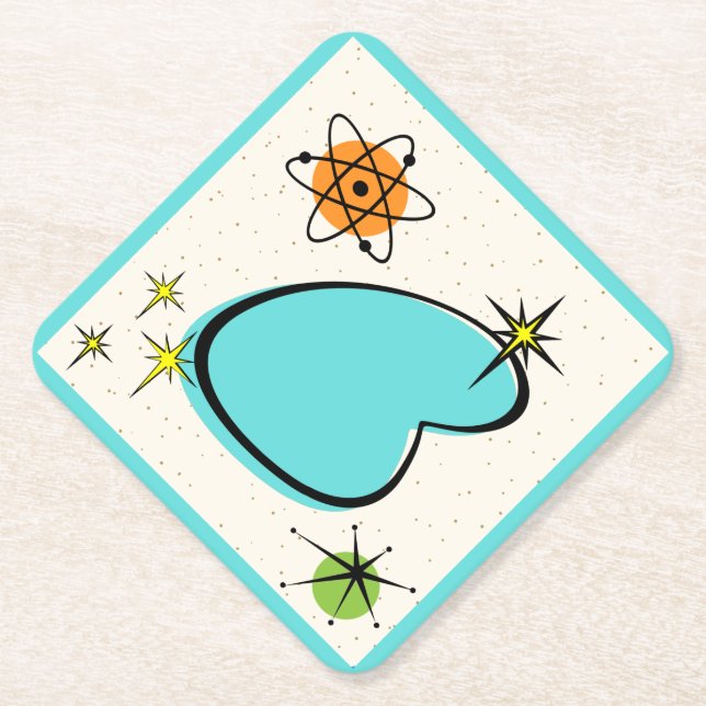 Retro Atoming Boomerang & Sternexplosionen Paper U Untersetzer (Vorderseite)