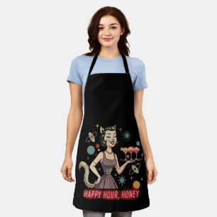 Retro Atomkatze Pin-Up "Happy Hour, Honey" Mid- Schürze