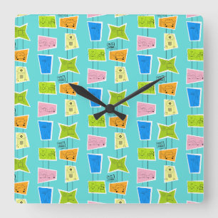 Retro AtomKitsch-Quadrat-Acryl-Wanduhr Quadratische Wanduhr