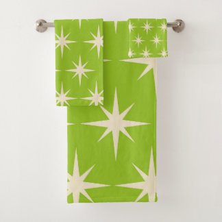 Retro-Atommuster mit Sternen im Mid-Century-Stil a Badhandtuch Set