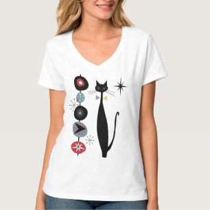 Retro-Atomzeit-Kühler-Kater-Schwarze-Katze-MCM T-Shirt
