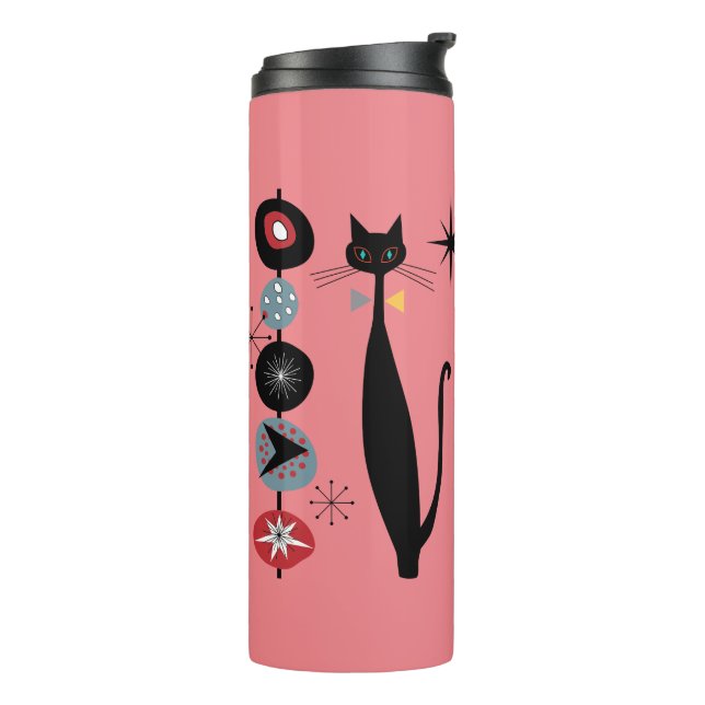 Retro Atomzeit Mitte Jahrhundert Moderne MCM Coole Thermosbecher (Nach links gedreht)