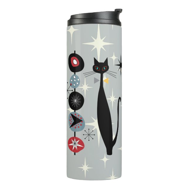 Retro Atomzeit Mitte Jahrhundert Moderne MCM Coole Thermosbecher (Nach links gedreht)