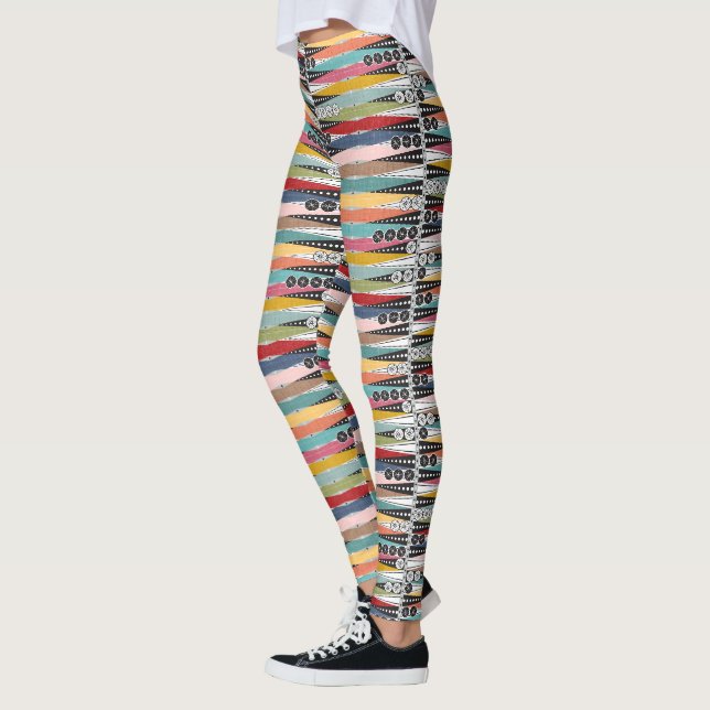 Retro-Atomzeitalter-Backgammon  Leggings (Links)