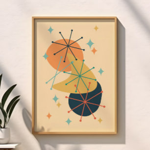 Retro-Atomzeitalter-Mid-Century-Modern-Abstrakt Poster