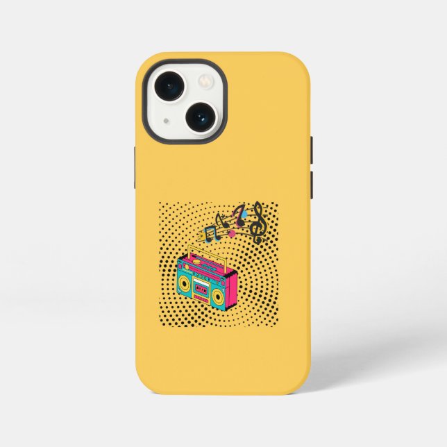 Retro Audio Boombox. iPhone 13 Mini Hülle (Rückseite)