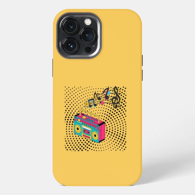 Retro Audio Boombox. iPhone 13 Pro Max Hülle (Rückseite)