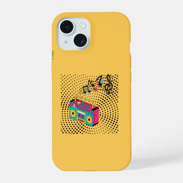 Retro Audio Boombox. iPhone 15 Hülle (Rückseite)