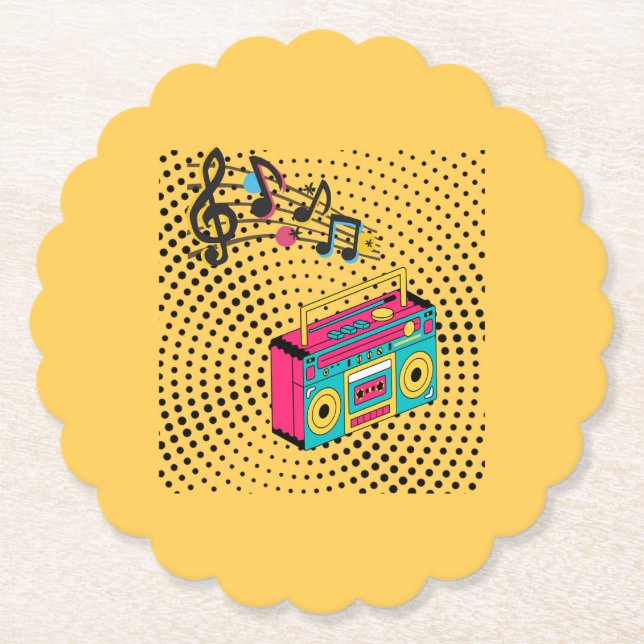 Retro Audio Boombox. Untersetzer (Vorderseite)