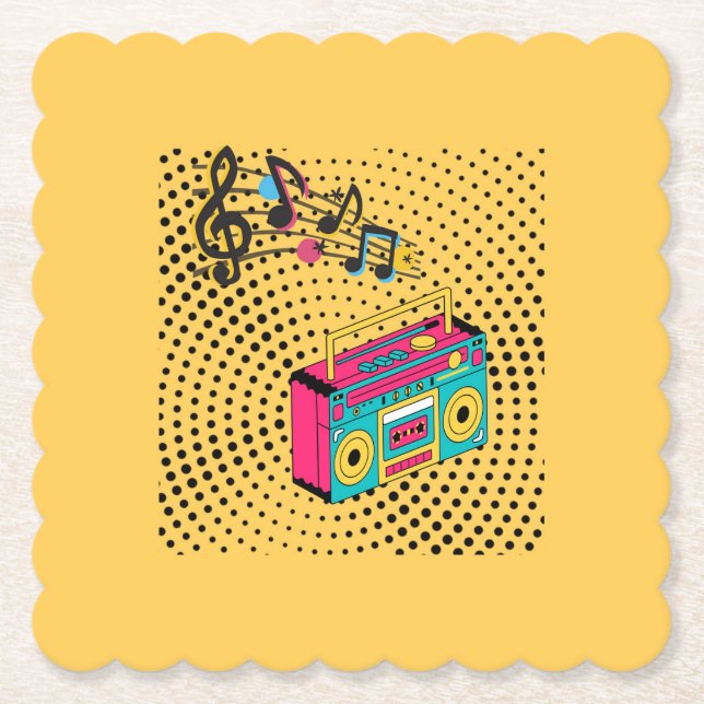 Retro Audio Boombox. Untersetzer (Vorderseite)