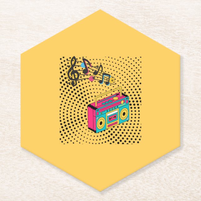 Retro Audio Boombox. Untersetzer (Vorderseite)