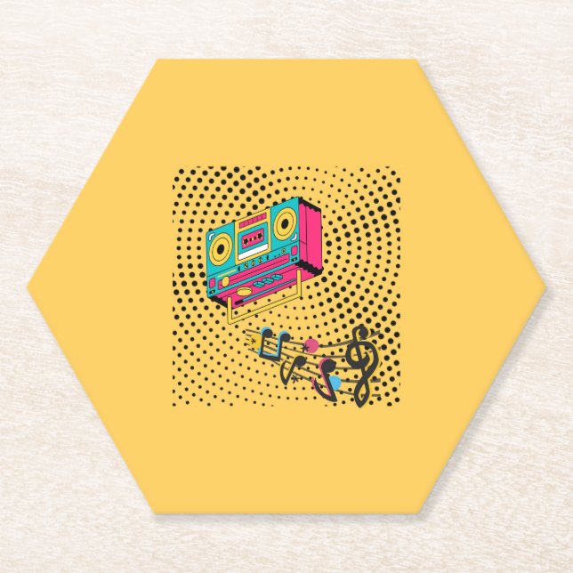 Retro Audio Boombox. Untersetzer (Vorderseite)