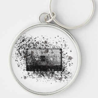 Retro Audio Cassette Hipster Spatter Black++White Schlüsselanhänger