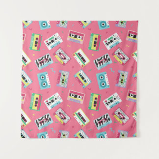 Retro Audio Tapes: 80er Style. Wandteppich