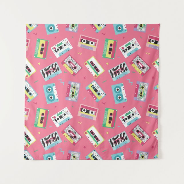 Retro Audio Tapes: 80er Style. Wandteppich (Vorderseite)