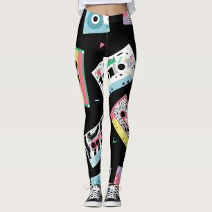 Retro-Audiobänder, 80er-Stil-Muster. Leggings