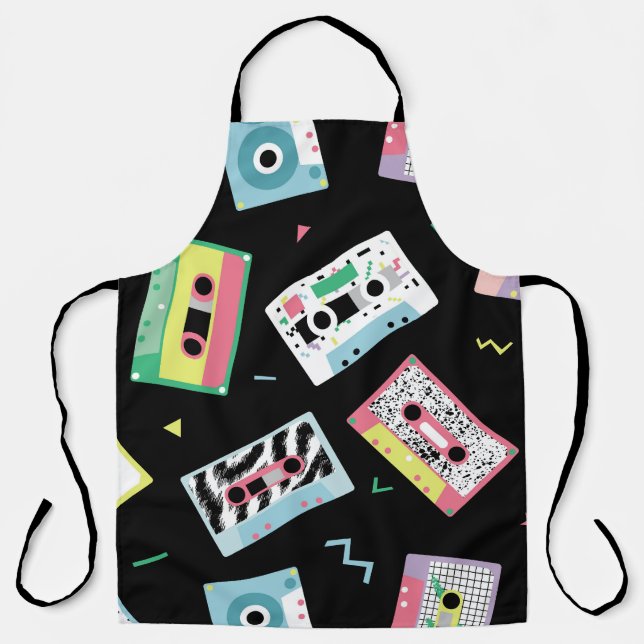 Retro-Audiobänder, 80er-Stil-Muster. Schürze (Vorderseite)