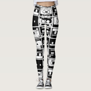 Retro-Audiobänder, altmodisches Muster. Leggings