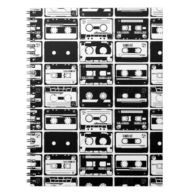 Retro-Audiobänder, altmodisches Muster. Notizblock (Vorderseite)