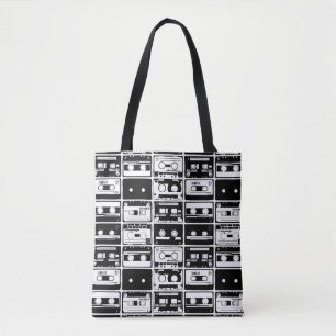 Retro-Audiobänder, altmodisches Muster. Tasche