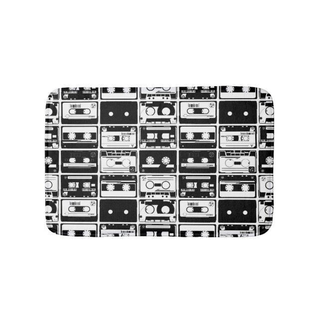 Retro-Audiokassetten, altmodisches Muster. Badematte (Vorderseite)